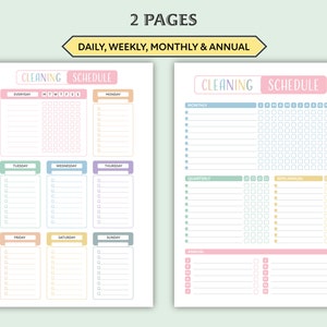 Editable Cleaning Schedule Printable Weekly Monthly Yearly - Etsy Australia