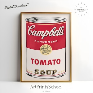 Andy Warhol Campbell&#39;s Tomato Soup Print: Pop Art Kitchen Decor (Digital Download)