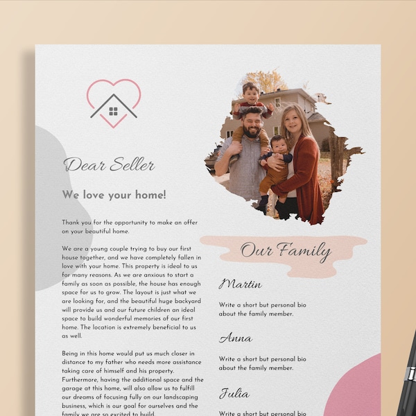 We Love Your Home | Home Offer Letter | Letter to Seller | Buyer Offer Letter For Canva | Editable