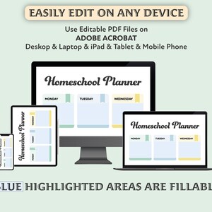 Editable Homeschool Planner, Printable, Homeschool Schedule, Weekly Planner, Homeschool Chart, Daily Routine, PDF image 3