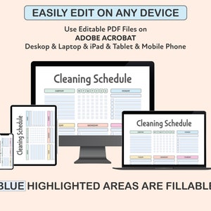 Editable Cleaning Schedule Printable Cleaning Checklist - Etsy Australia