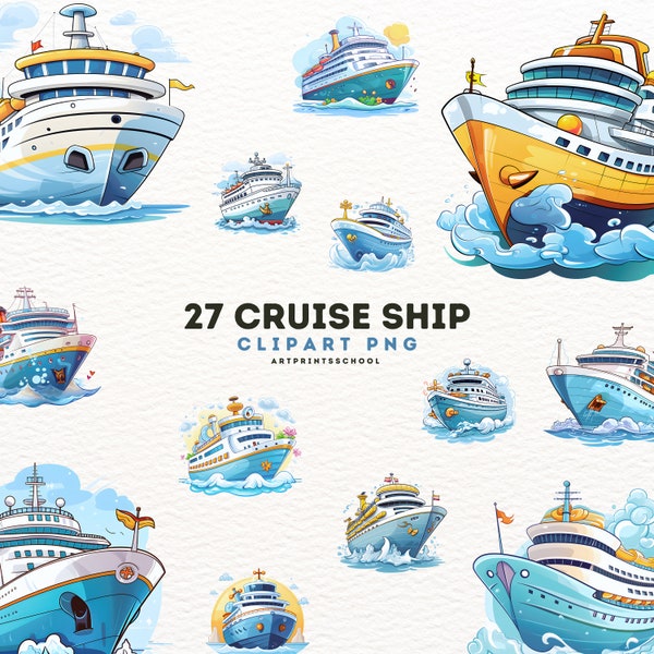 Cruise Ship PNG Bundle, Cruise Clipart, Family Cruise Vacation PNG Files, Cruise Ship Digital File, Vacation Trip Design, Digital Download