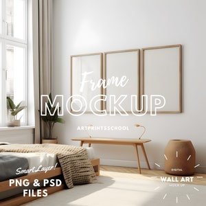 3 Frame interior mockup, frame mockup set of 3, three, living room, farmhouse, country, cottage core, psd, smart object, png, Digital
