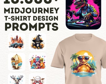 10000+ T-shirt Designs Midjourney Prompts, Midjourney AI Art, Customizable and Tested, Best Midjourney Prompt, Digital Art, Digital
