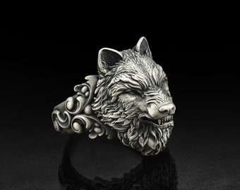 silver wolf ring