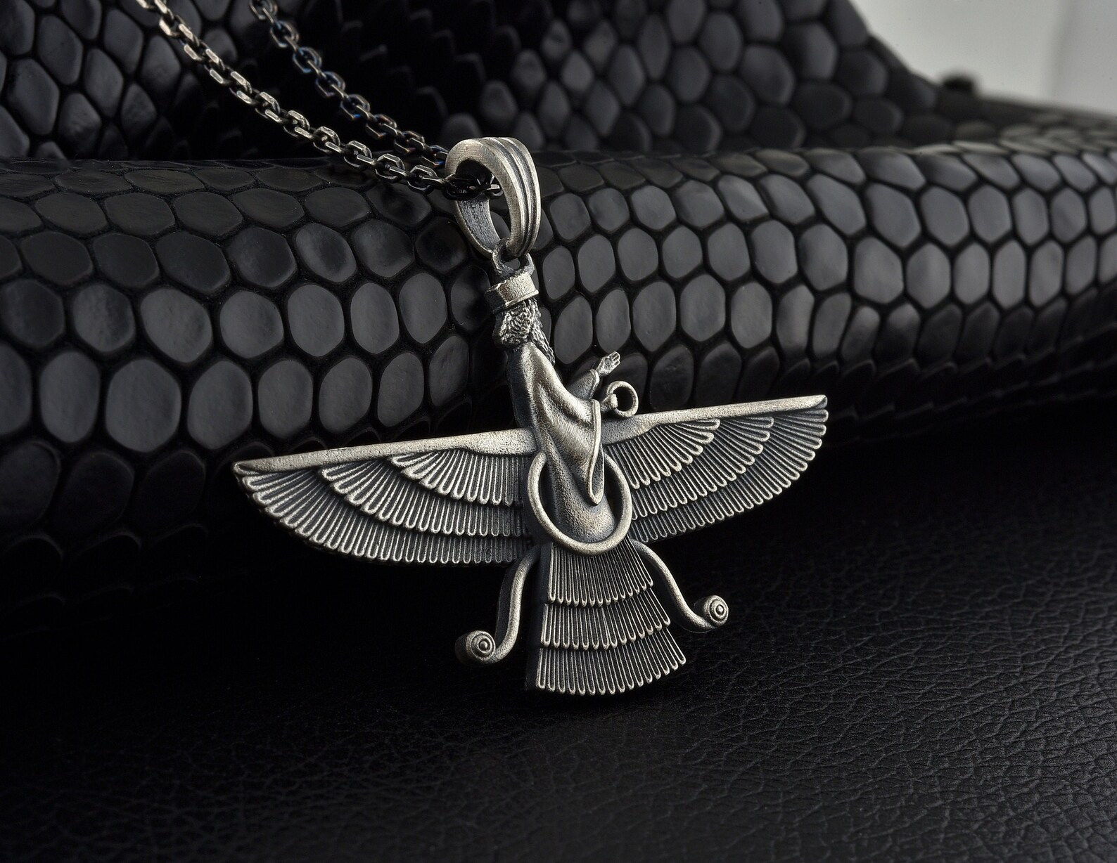 Faravahar Ahura Mazda Mens Pendant Necklace Gold Coated Etsy