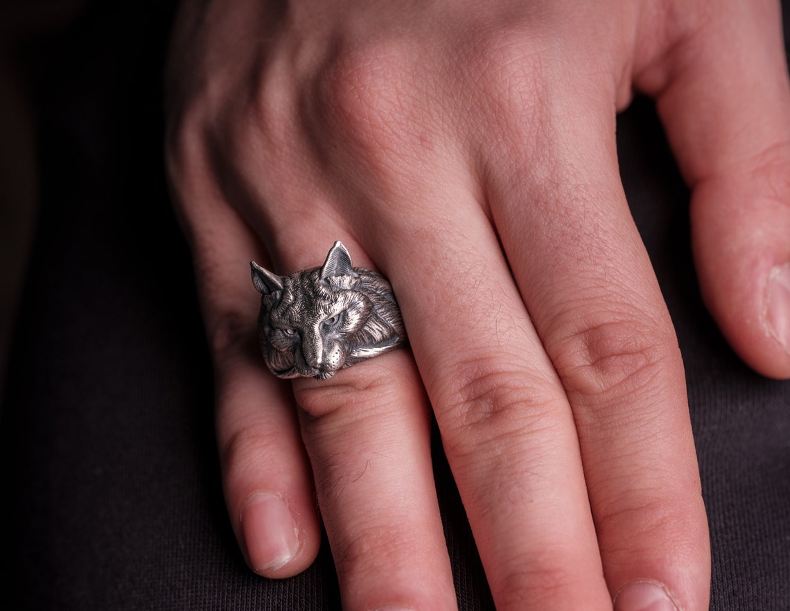 Men Silver Lynx Ring Solid Silver Lynx Ring Wild Cat Silver | Etsy