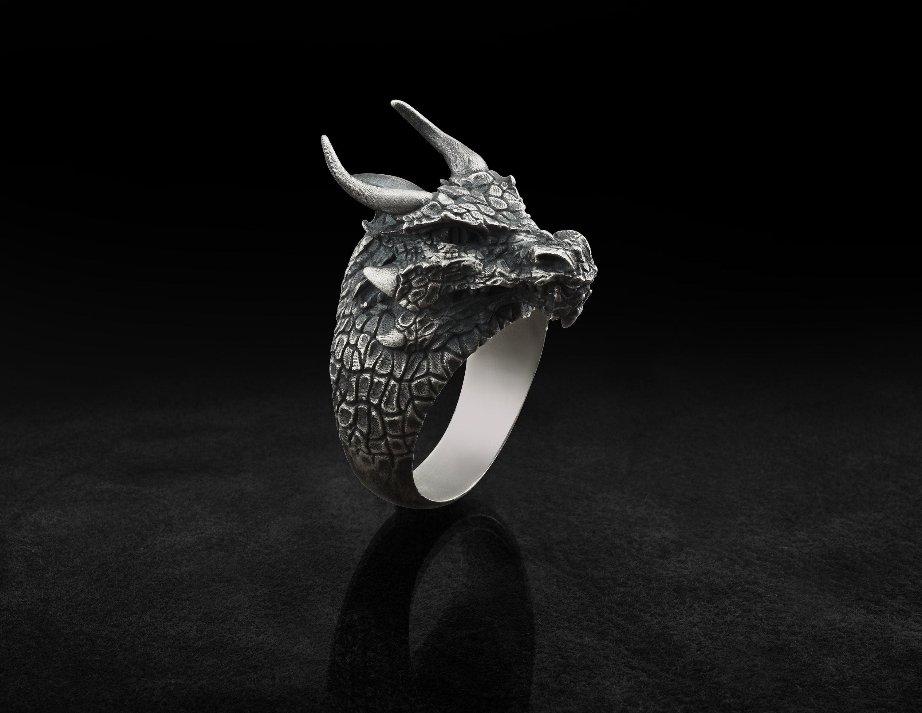 Dragon Men Ring Silver Dragon Ring Solid Silver Dragon Ring Etsy