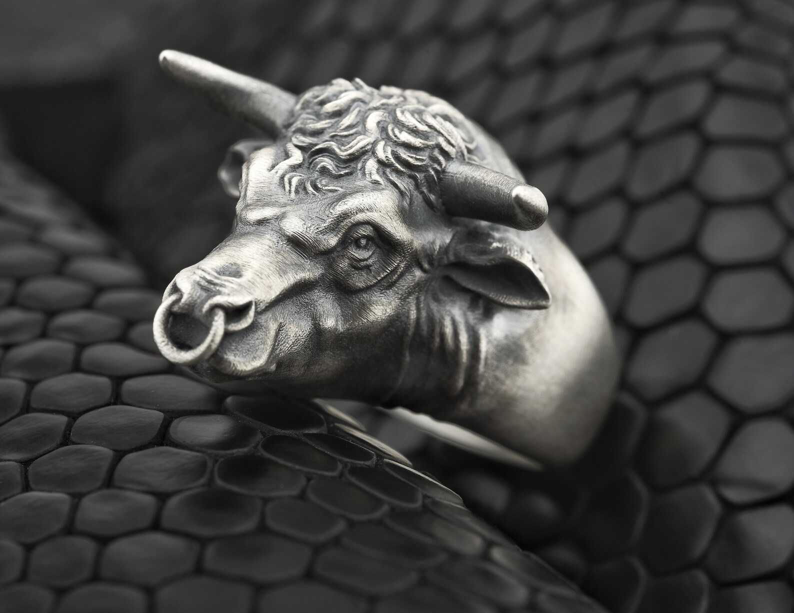Solid Silver Bull Ring Mens Bull Ring 3D Bull Head Ring Etsy