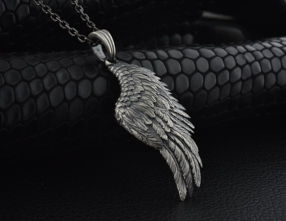 Wings Silver Men Pendant Angel Wings Men Necklace With Chain | Etsy