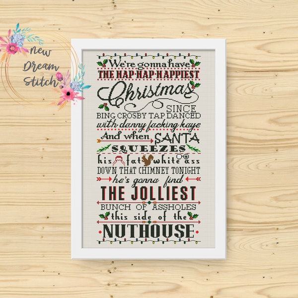 Christmas Vacation Quote Cross Stitch Pattern, Holiday Christmas Decor xStitch, Winter Cross Stitch, Merry Christmas, Funny Quotes, #189