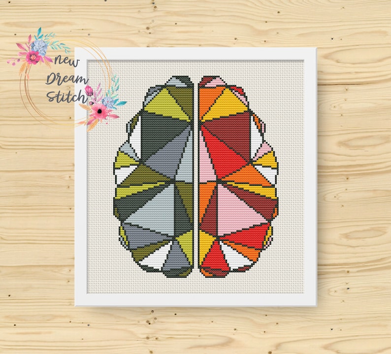 Brain Cross Stitch Pattern Anatomy Cross Stitch Geometric Etsy