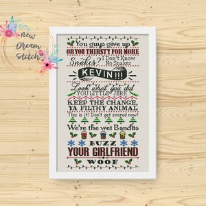 Home Alone Best Quotes Cross Stitch Pattern, Holiday Christmas Decor xStitch, Winter xStitch, Merry Christmas, Funny Christmas Quotes, #192