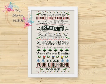 Home Alone Beste citaten Kruissteekpatroon, kerstdecoratie kerst xStitch, winter xStitch, vrolijk kerstfeest, grappige kerstcitaten, #192