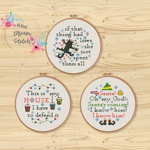 SET Kerstcitaten kruissteekpatroon, kerstdecoratie kerst xStitch, winterkruissteek, vrolijk kerstfeest, grappige filmcitaten, #199