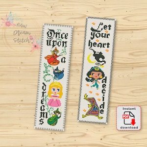 Bookmark Princesses Cross Stitch Pattern, Mini Pixel Princesses, Tale as  Old as Time, Enchanted Rose, Reader Library, Classic Book, 181 