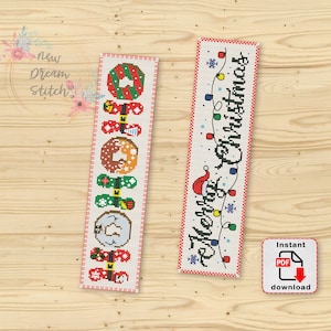 Bookmark Christmas cross stitch pattern, Ho Ho Ho, Christmas Vacation, Reader Library, Bookmark Merry Christmas xStitch, Classic Book, #203