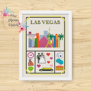 Las Vegas Cross Stitch Pattern, Little city cross stitch pattern, Modern cross stitch, US State cross stitch, Travel cross stitch, #007