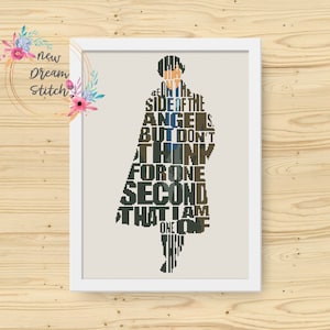 May include: A black and white silhouette of a person with the text "I'm on the side of the angels, but don't think for one second that I am one of them."