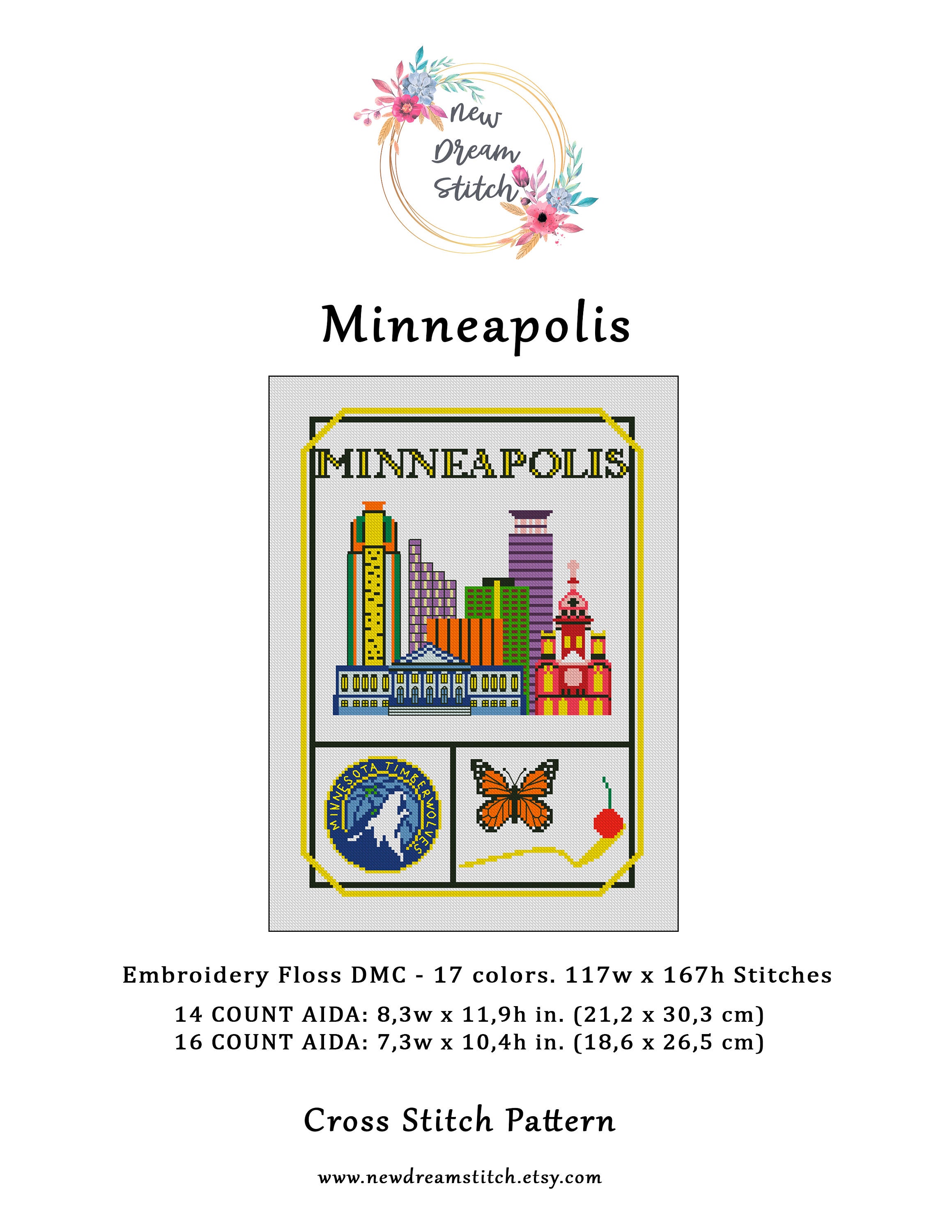 Minneapolis Cross Stitch Pattern Little City Cross Stitch Etsy