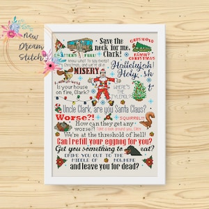 Christmas Vacation Quote Cross Stitch Pattern, Embroidery pattern for Christmas decoration home, Funny Quotes Favorite Christmas Movies #230
