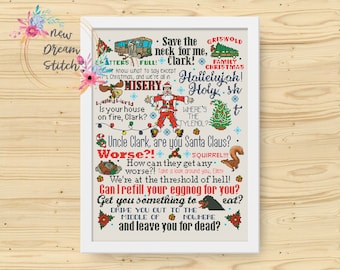 Christmas Vacation Quote Cross Stitch Pattern, Embroidery pattern for Christmas decoration home, Funny Quotes Favorite Christmas Movies #230