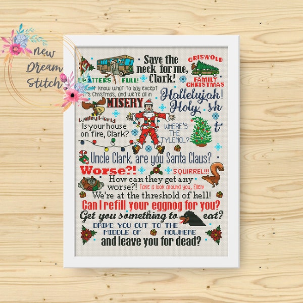 Christmas Vacation Quote Cross Stitch Pattern, Embroidery pattern for Christmas decoration home, Funny Quotes Favorite Christmas Movies #230