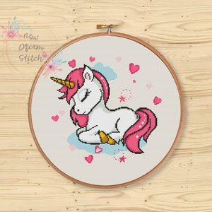 Unicorn cross stitch pattern, Unicorn Face cross stitch, New baby birth Nursery decor wall, Animal cross stitch, Rainbow cross stitch, #081