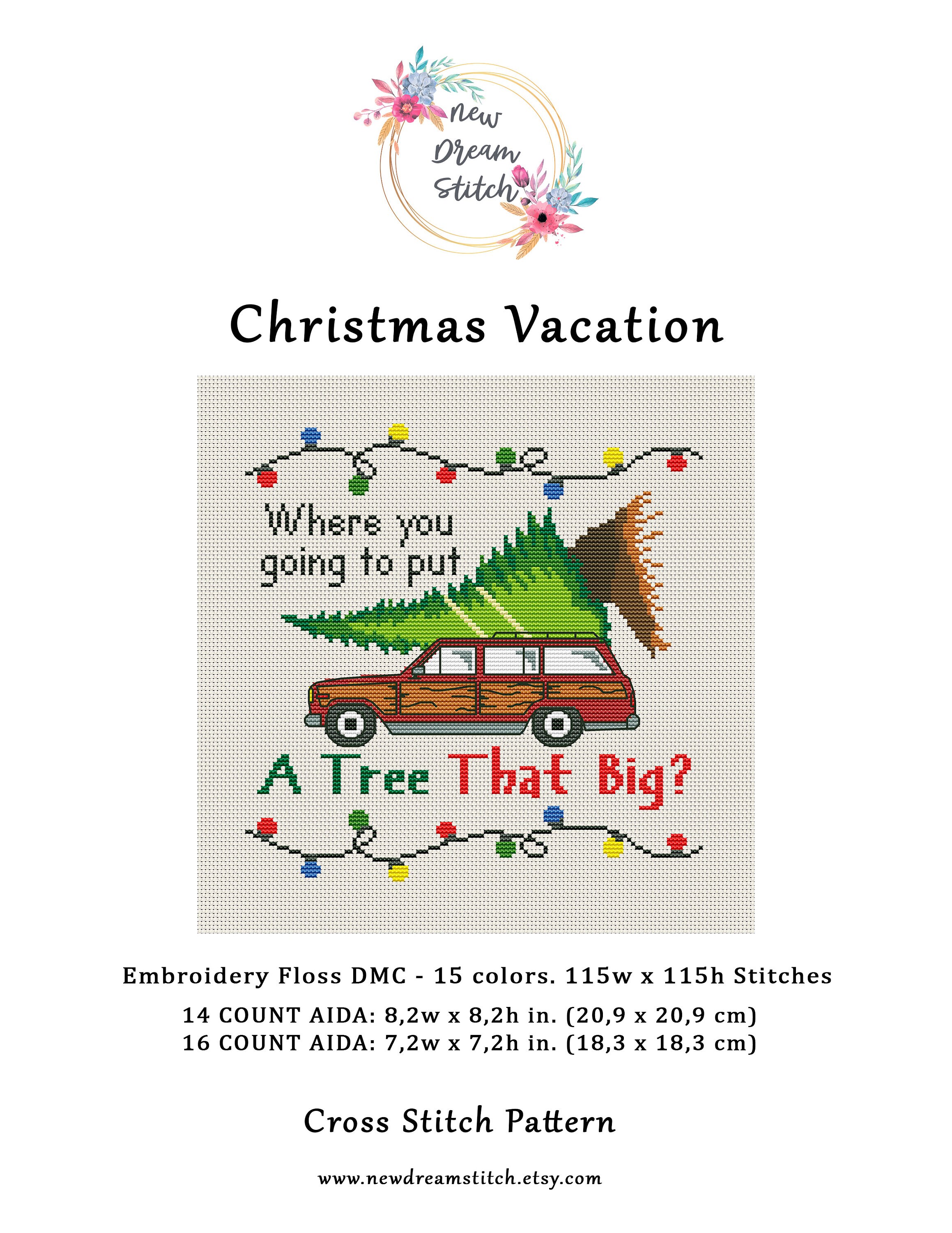 Christmas Vacation Cross Stitch Pattern, Holiday Christmas Decor