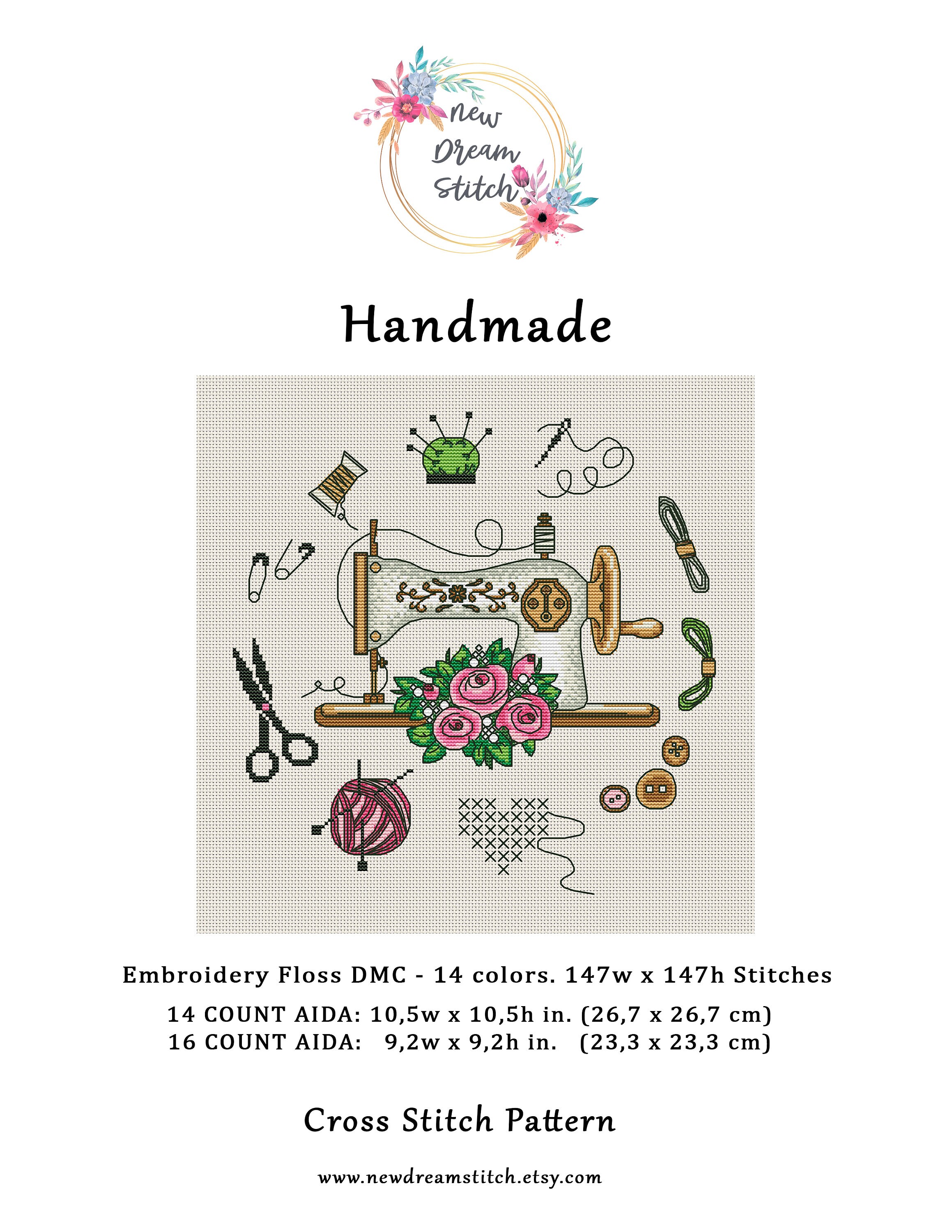 Vintage sewing machine cross stitch pattern Sew Cross Stitch Etsy España