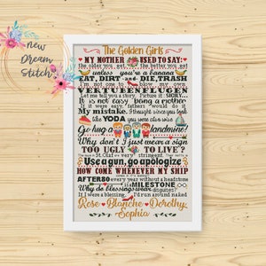 Girls Best Quotes Cross Stitch Pattern, In This House Girls, Home Family Rules, Golden Quotes TV Show xstitch, Pixel People Chart, #0218