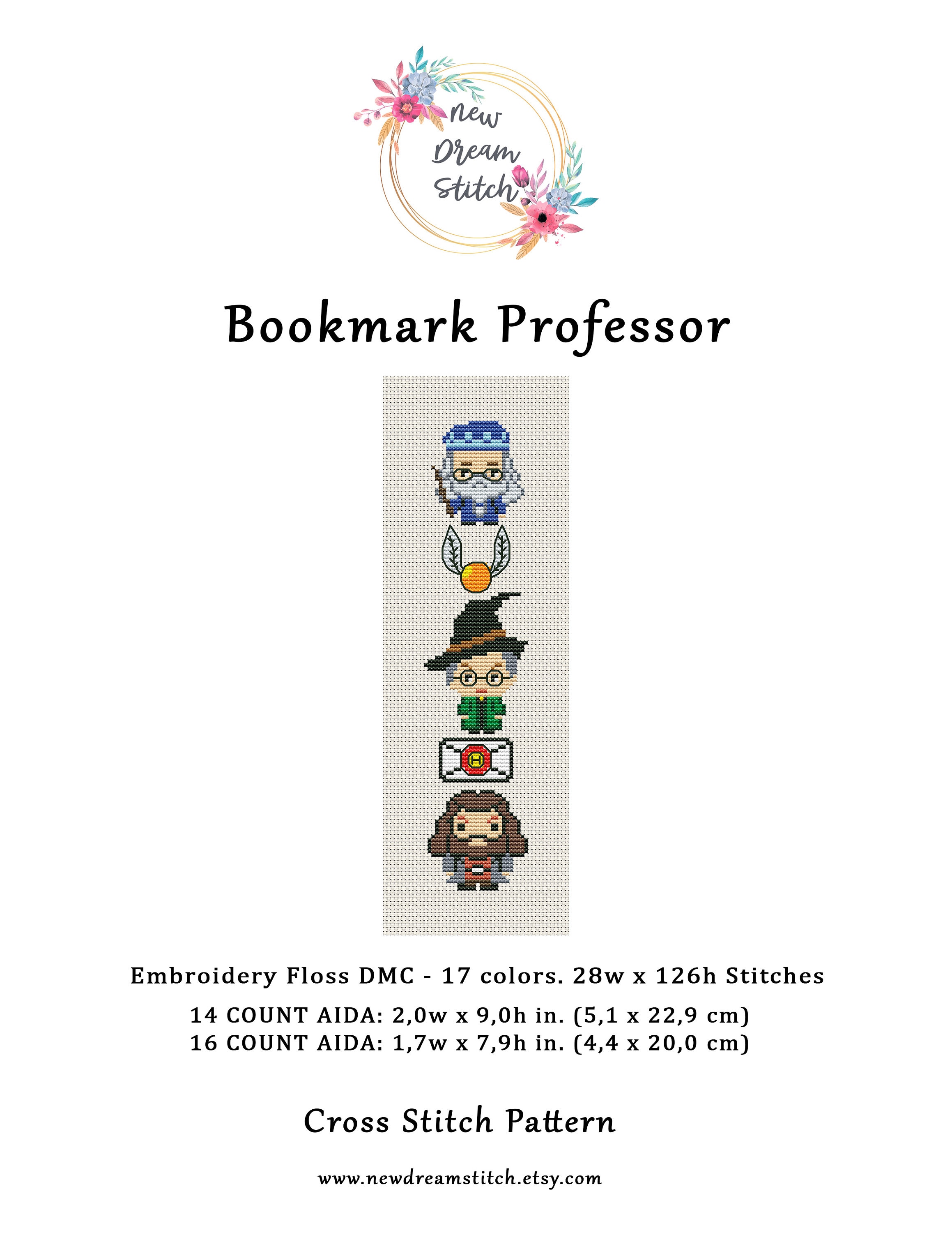 Bookmark Pixel People Cross Stitch Pattern, Mini Heroes, Wizarding