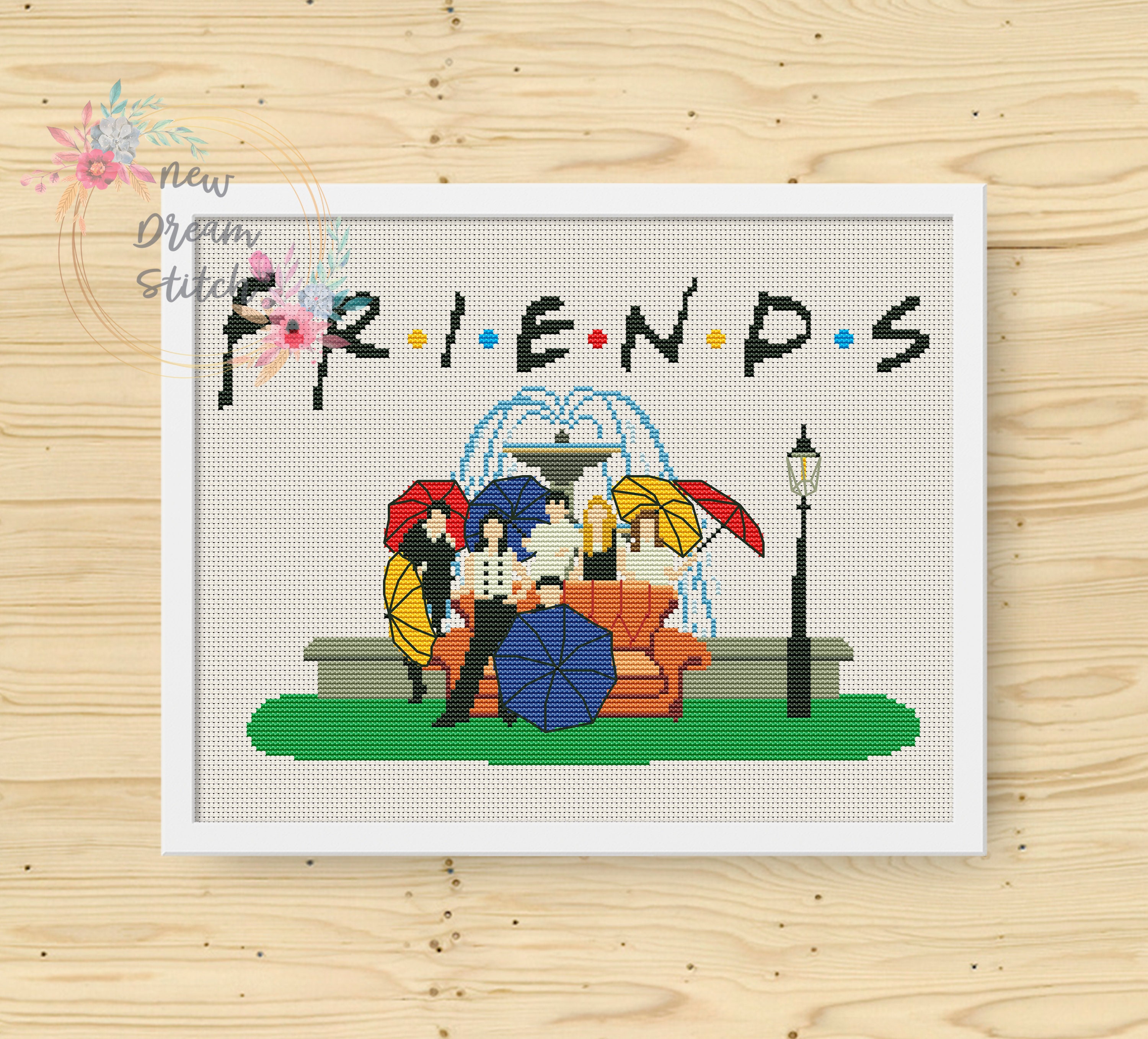 Friends Cross Stitch Pattern, Funny TV Show Cross Stitch, Modern Cross  Stitch, Comic Series Xstitch, Friends Sofa, Fountain, Umbrella 034 