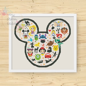 Cartoon characters Cross Stitch Pattern, Mouse head, Mini Pixel Cartoon Hero, Kids room Decor cross stitch, PDF Instant Download, #143
