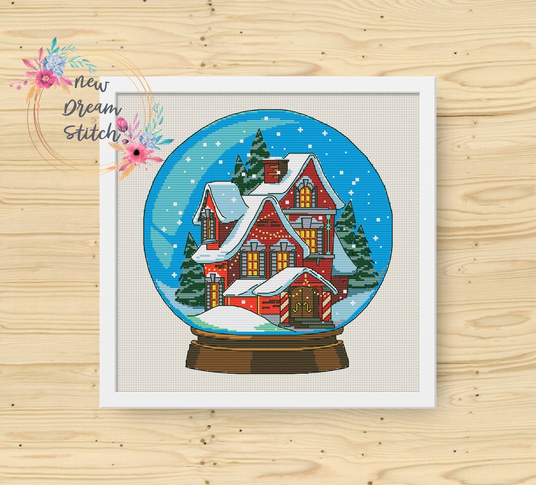 Christmas Snow Globe Cross Stitch Pattern, Holiday Christmas Decor ...