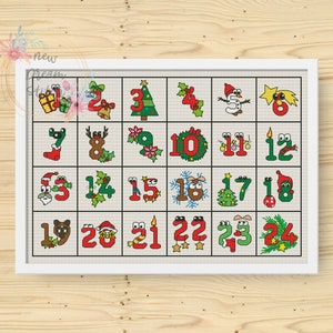 Adventskalender Kreuzstichmuster, Urlaub, Weihnachten Dekor xStitch, Weihnachtskalender, Winterkalender, Frohe Weihnachten xStitch, #131