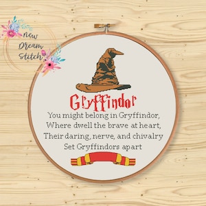 G Hat Cross Stitch Pattern, Wizard cross stitch pattern, Wizarding world cross stitch pattern, Magic school cross stitch, #020