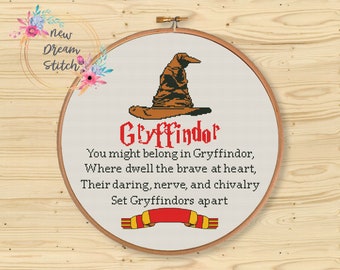 G Sorting Hat Cross Stitch Pattern, Wizard cross stitch pattern, Wizarding world cross stitch pattern, Magic school cross stitch, #020