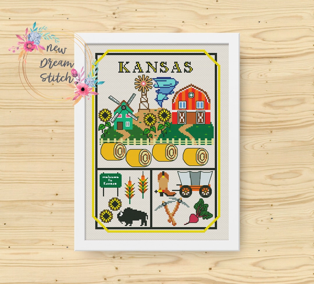Kansas Cross Stitch Pattern Little City Cross Stitch Pattern Etsy