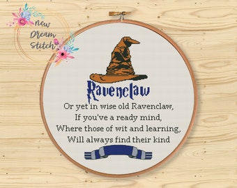 R Sorting Hat Cross Stitch Pattern, Wizard cross stitch pattern, Wizarding world cross stitch pattern, Magic school cross stitch, #017