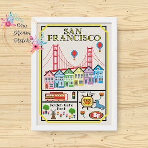 San Francisco Cross Stitch Pattern, Little city cross stitch pattern, California xstitch, US State cross stitch, Travel cross stitch, #238
