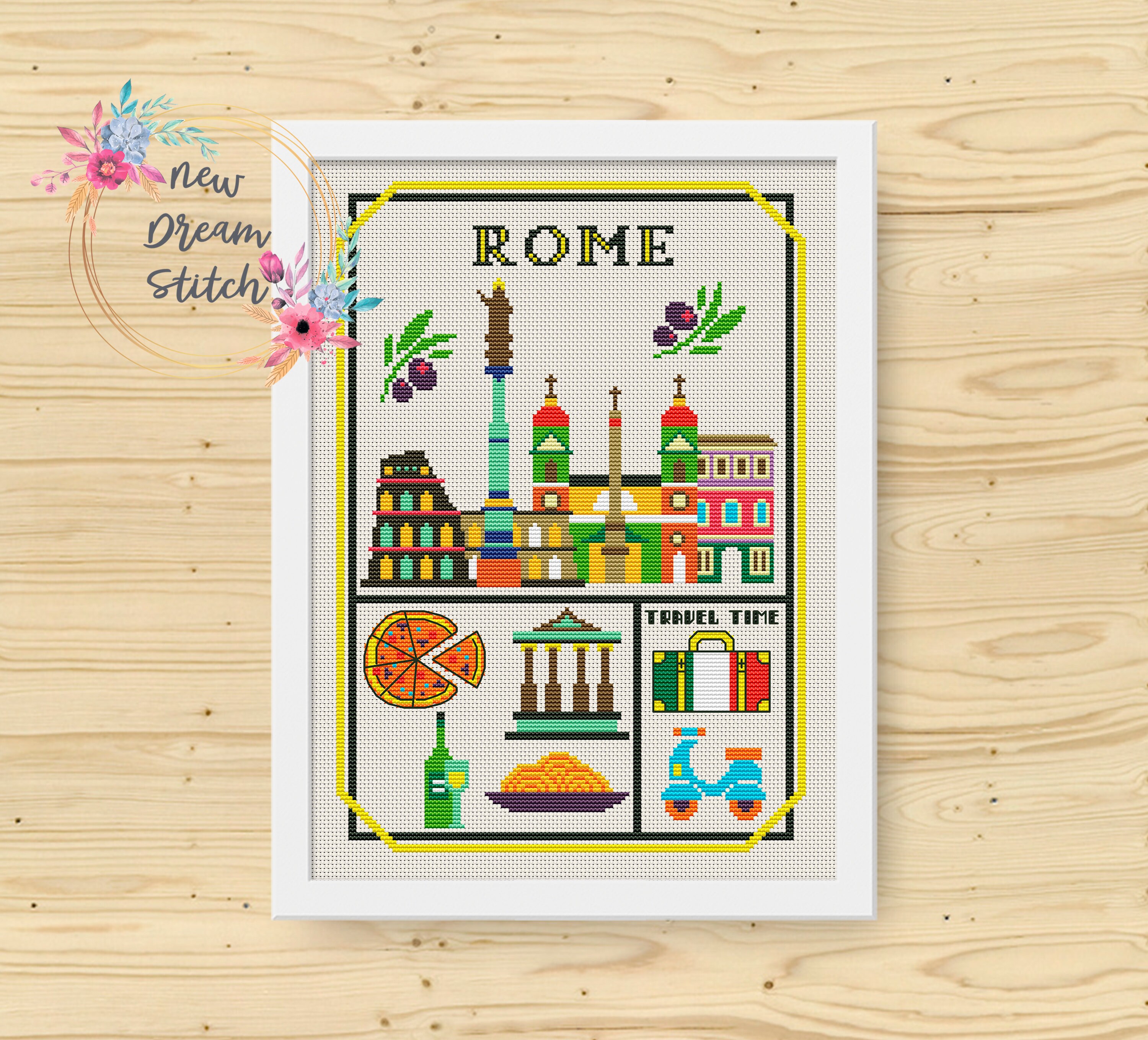 Rome Cross Stitch Pattern Little city cross stitch pattern Etsy