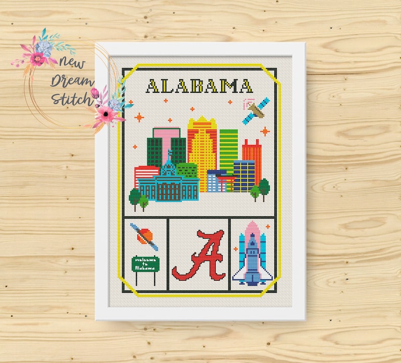 Alabama Cross Stitch Pattern Little City Cross Stitch Etsy
