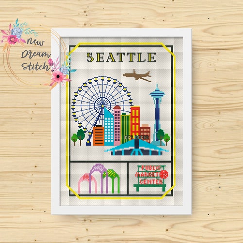 Seattle City Cross Stitch Pattern Little City Cross Stitch Etsy