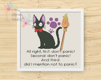 Black Cat cross stitch pattern, Delivery Service cross stitch pattern, Animal Cross Stitch, Quote Cross Stitch, Anime Cross Stitch, #071