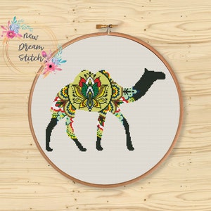 Mandala Camel cross stitch pattern, Animals Mandala Embroidery, Modern xstitch, Nursery decor wall art, Funny xstitch, Instant Download #098