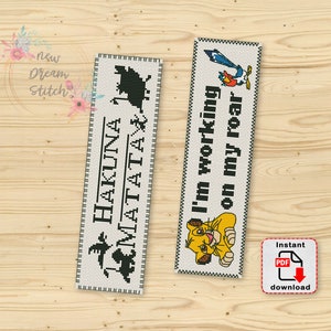Bookmark Lion cross stitch pattern, Cartoon Heroes cross stitch, Working on my roar, Silhouette Counted, Reader Library, Classic Book, #213