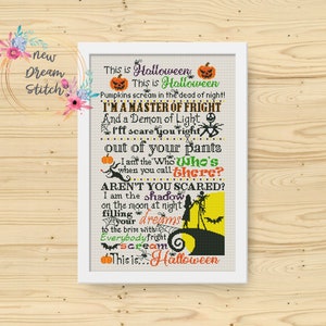 Halloween Quotes Cross Stitch Pattern, Happy Halloween Cross Stitch, Halloween Decor xStitch, Halloween Pattern, PDF Instant Download #194
