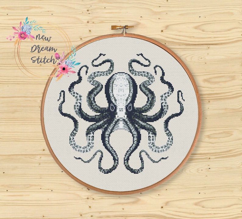 Octopus cross stitch pattern Sea animals cross stitch Etsy