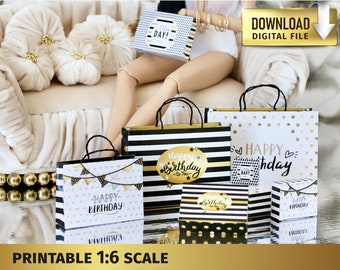 Printable 1/6 Scale Birthday Gift Box & Bag Set (Digital Download)